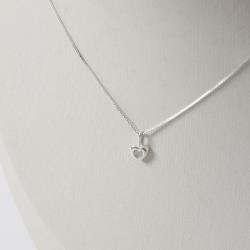 Colar pingente coração com zircônia 7mm 40cm