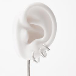 Trio argolas click 10, 11 e 13mm cravejado duplo