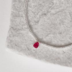 Colar Riviera 1.7 com zircônia gota rubi 7mm 40+5cm