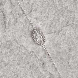 Pulseira entremeio medalha Nsa. Sra. das Graças cravejada 14mm 16+5cm