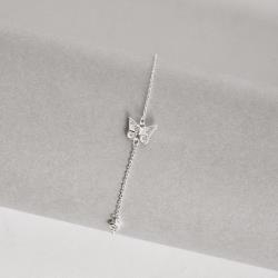 Pulseira entremeios borboleta cravejada e zircônia 16+5cm