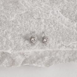 Brinco moissanite cristal 5mm com cravejado ródio