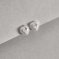 Brinco zircônia coração com duplo cravejado 15mm