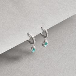 Argola click cravejada 11mm pingente zircônia gota turmalina