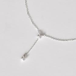 Gravatinha zircônias quadrada 3mm corrente cadeado 40+5cm