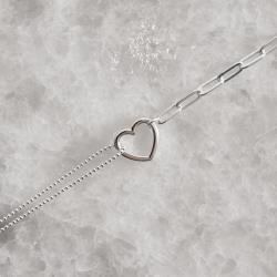 Pulseira entremeio coração vazado 14mm correntes bolinhas e cartier 15+5cm