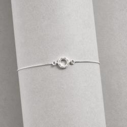 Pulseira entremeio círculo vazado cravejado 8mm v12 16cm com alongadora