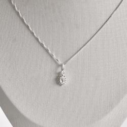 Colar pingente zircônia navete cristal com cravejado 9mm 45cm