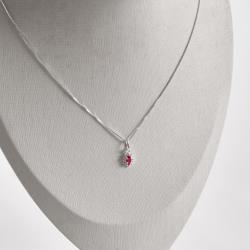Colar pingente zircônia navete cereja com cravejado 9mm 45cm