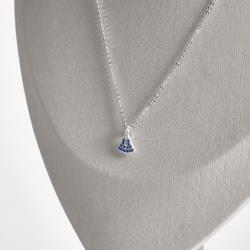 Colar Nsa. Sra. Aparecida cravejada azul 10mm corrente cadeadinho 40cm