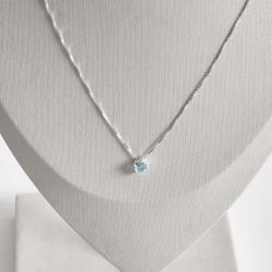 Colar zircônia redonda azul claro 5mm 40cm