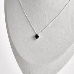 Colar zircônia losango ônix 10mm 45cm