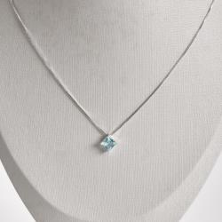 Colar zircônia losango azul claro 10mm 45cm