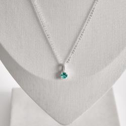 Colar pingente zircônia redonda acqua 5mm elo cravejado corrente cadeadinho 40cm