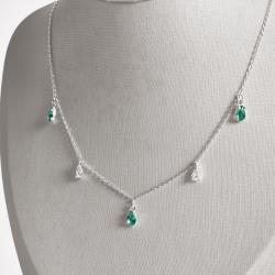 Colar pingentes zircônias gota cristal 5mm e acqua 6mm corrente grumet 45cm