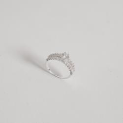 Anel fio triplo meia aliança e solitário 5mm