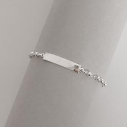 Pulseira infantil placa com coração vazado e bolas 16cm