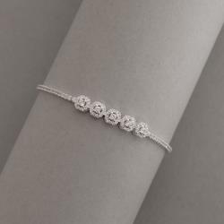 Pulseira Riviera entremeio quadrados cravejados 16+4cm