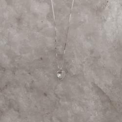 Colar zircônia coração 6mm 40cm