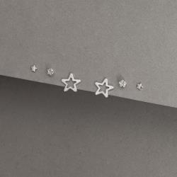 Trio estrelas lisa, zircônia e vazada