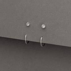 Dupla zircônia redonda embutida 3mm e argola 10mm