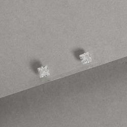 Brinco zircônia quadrada cristal 5mm