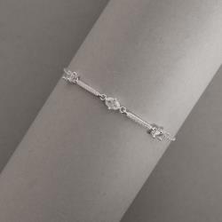 Pulseira entremeios zircônias com palitos cravejados 16+4cm