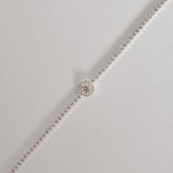 Pulseira Riviera 2mm com círculo vazado cravejado 16+4cm