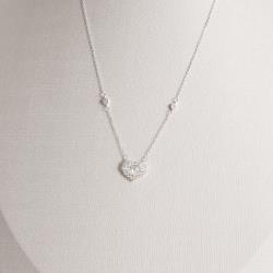 Colar coração cravejado 13mm com entremeios zircônias 40+5cm