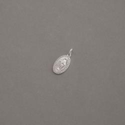 Pingente medalha oval Nsa. Sra. das Graças com cravejado 16mm 