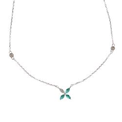 Colar entremeios zircônias e flor cristal e turmalina 9mm corrente cadeado 40+5cm