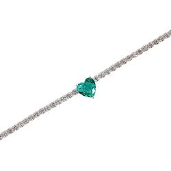 Pulseira Riviera 2.1 com zircônia coração turmalina 16+4cm