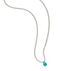 Colar Riviera 1.7 com zircônia gota turmalina 7mm 40+5cm