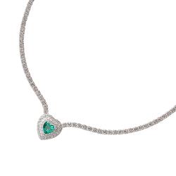 Colar Riviera 2.0 entremeio zircônia coração turmalina com cravejado 11mm 40+5cm