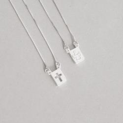 Escapulário placas anjo e cruz vazada v12 60cm