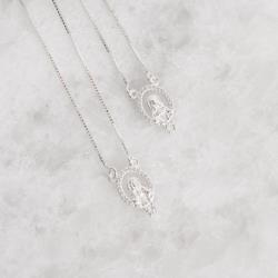 Escapulário Sagrado Coração vazado cravejado detalhe zircônia coração v15 60cm