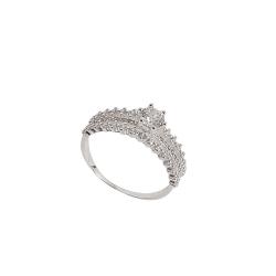 Anel fio triplo meia aliança e solitário 5mm