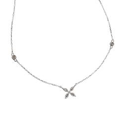 Colar entremeios zircônias e flor 9mm corrente cadeado 40+5cm