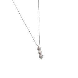 Colar pingente bolas com cravejado 16mm 45cm