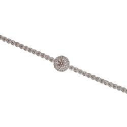 Pulseira Riviera 2mm com círculo vazado cravejado 16+4cm