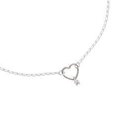 Pulseira entremeio coração vazado pingente mini zircônia