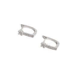 Argola click oval cravejada 11mm detalhe zircônia redonda