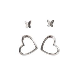 Dupla borboleta vinco 5mm e coração de lado vazado 14mm