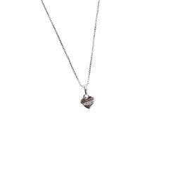 Colar pingente coração com meio cravejado 6mm 40cm
