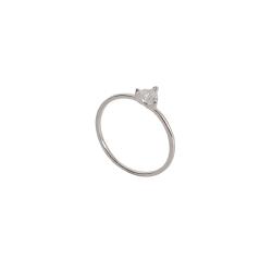 Anel solitário zircônia coração 4mm