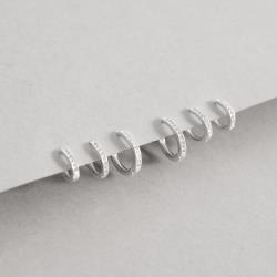 Trio argolas click 9, 10 e 12mm cravejada fio quadrado