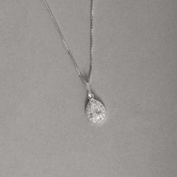 Colar pingente zircônia gota com cravejado 9mm 45cm