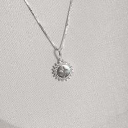 Colar pingente medalha cruz cravejada 12mm 45cm