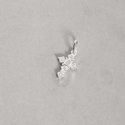 Pingente cruz losangos cravejados 15mm