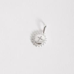 Pingente medalha cruz cravejada 12mm